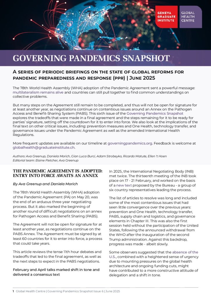 Governing Pandemics Snapshot - Issue 6